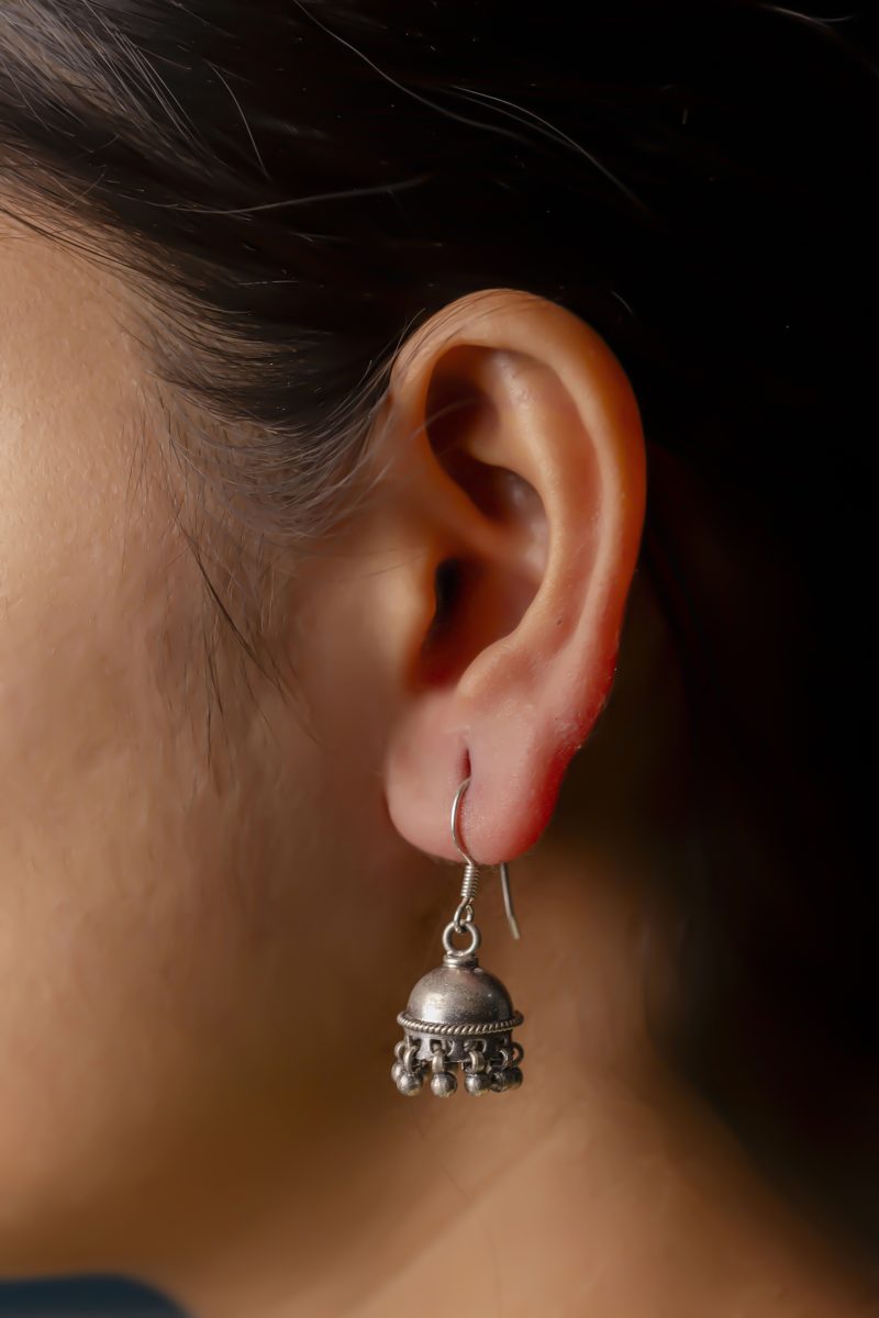 Oxidised Silver Ethnic Jhumka Earrings