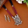 Traditional Silver Long Necklace With Earring