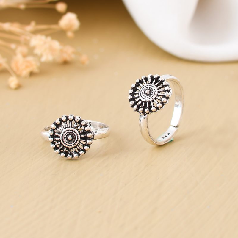 Traditional Sterling Floral Silver Toe Rings