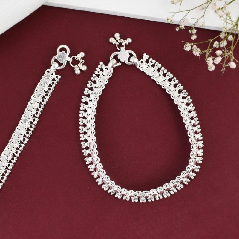 Silver Plated Beautifully Designed with AD Stones Traditional Jewellery Anklets