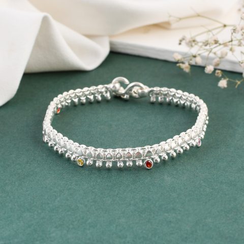 Sterling Silver payal Anklet, Kolusu for women